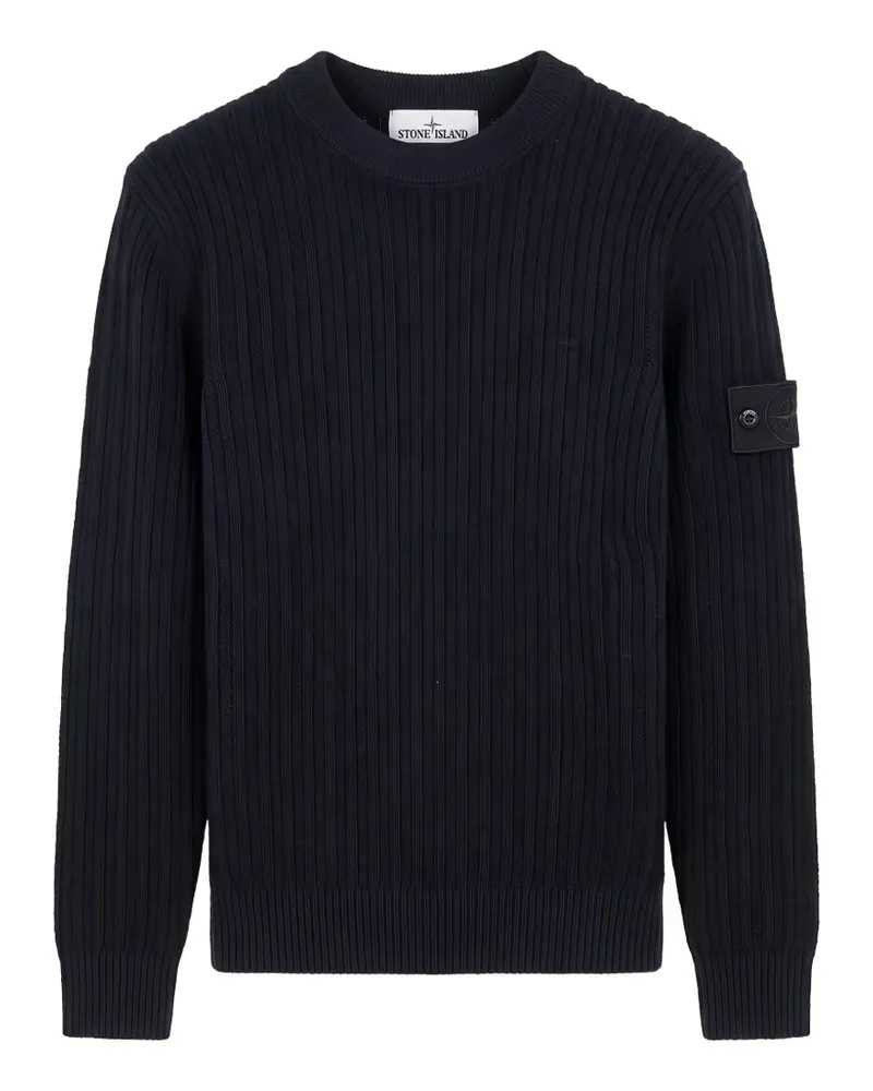 Stone Island Compass-patch ribbed-knit sweater - Blau Blau