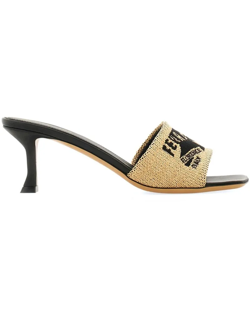 Ferragamo Jacquard-Mules mit Bast 55mm - Nude Nude