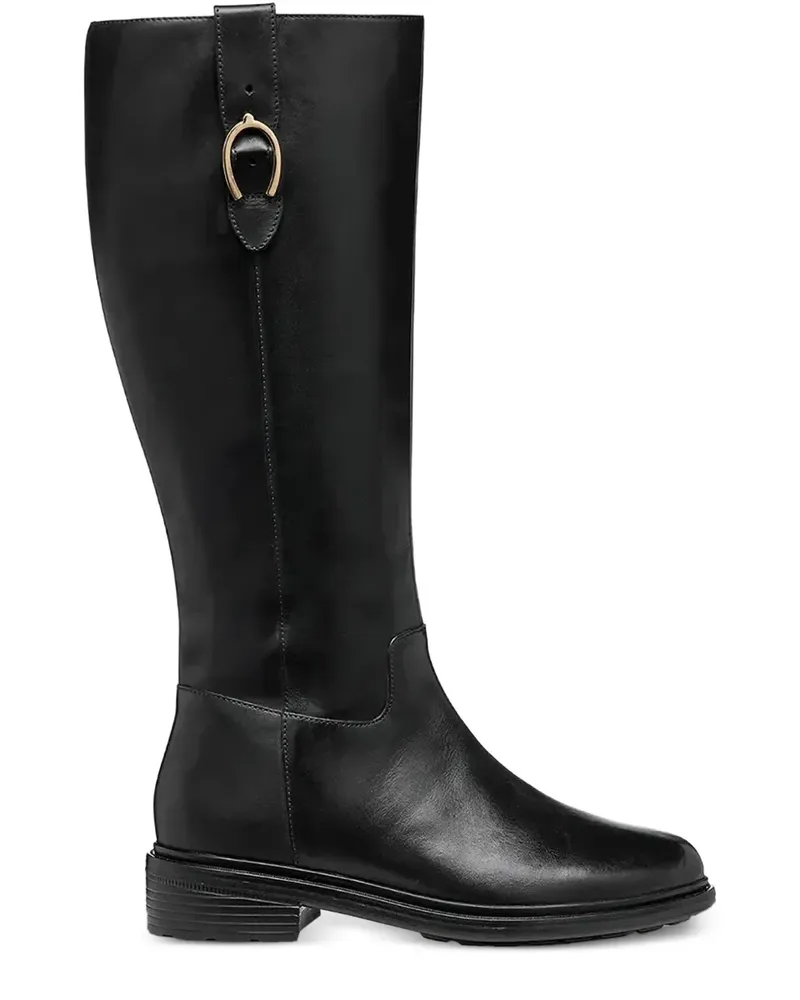 Geox Kniehohe Walk Pleasure Stiefel mit Schnalle 40mm - Schwarz Schwarz