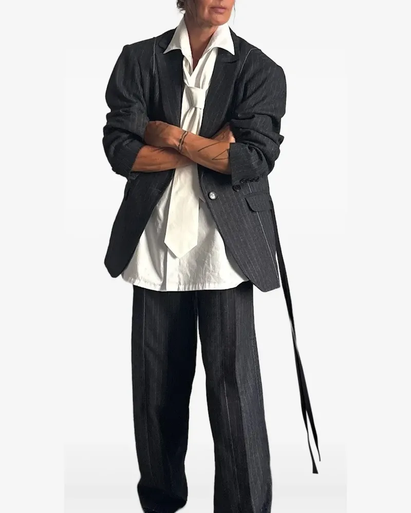 Isabel Benenato Doppelreihiges Sakko mit Nadelstreifen - Grau Grau