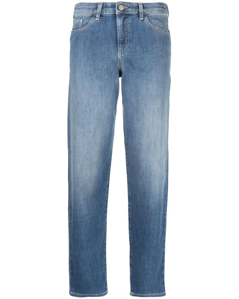 Emporio Armani Gerade Jeans mit Logo-Print Blau