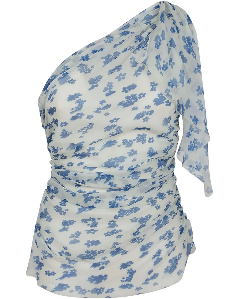 Victoria Beckham One-Shoulder-Top mit Blumen-Print - Blau Blau