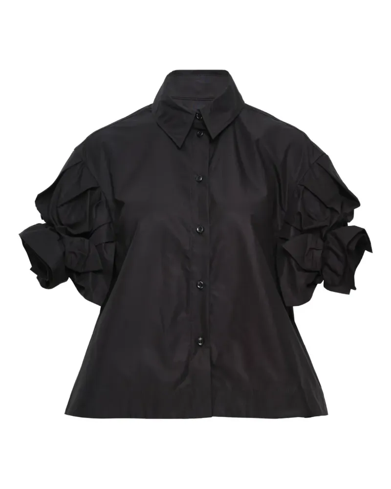 Simone Rocha rose-detail cropped shirt - Schwarz Schwarz