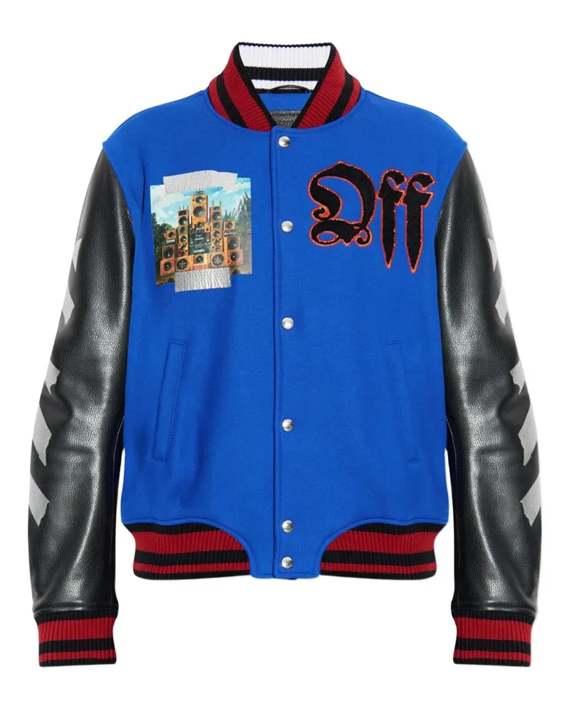 OFF-WHITE embroidery-logo bomber jacket - Blau Blau
