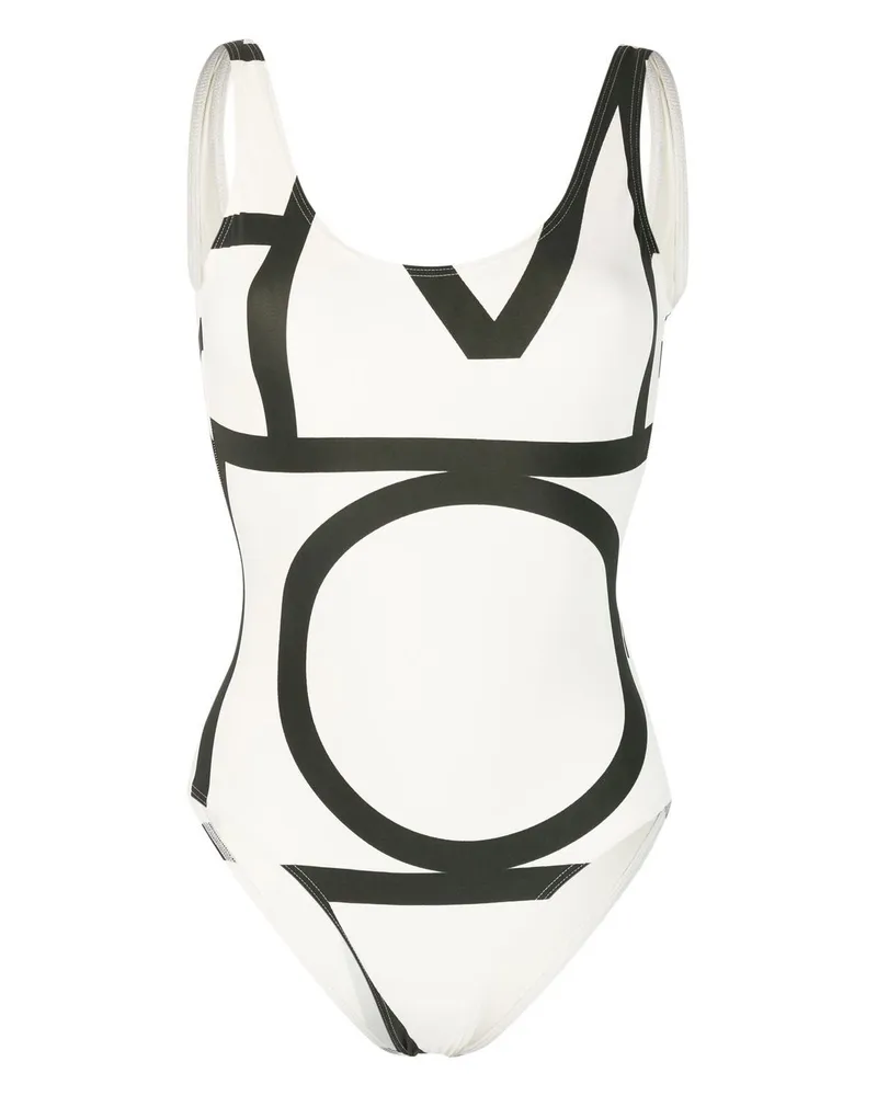 Totême Badeanzug mit Monogramm-Print - Weiß Weiß