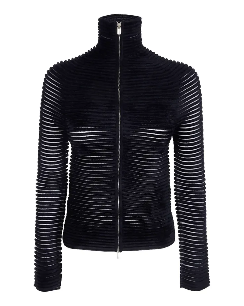 Giorgio Armani Ottoman ribbed-knit zip-up cardigan - Schwarz Schwarz