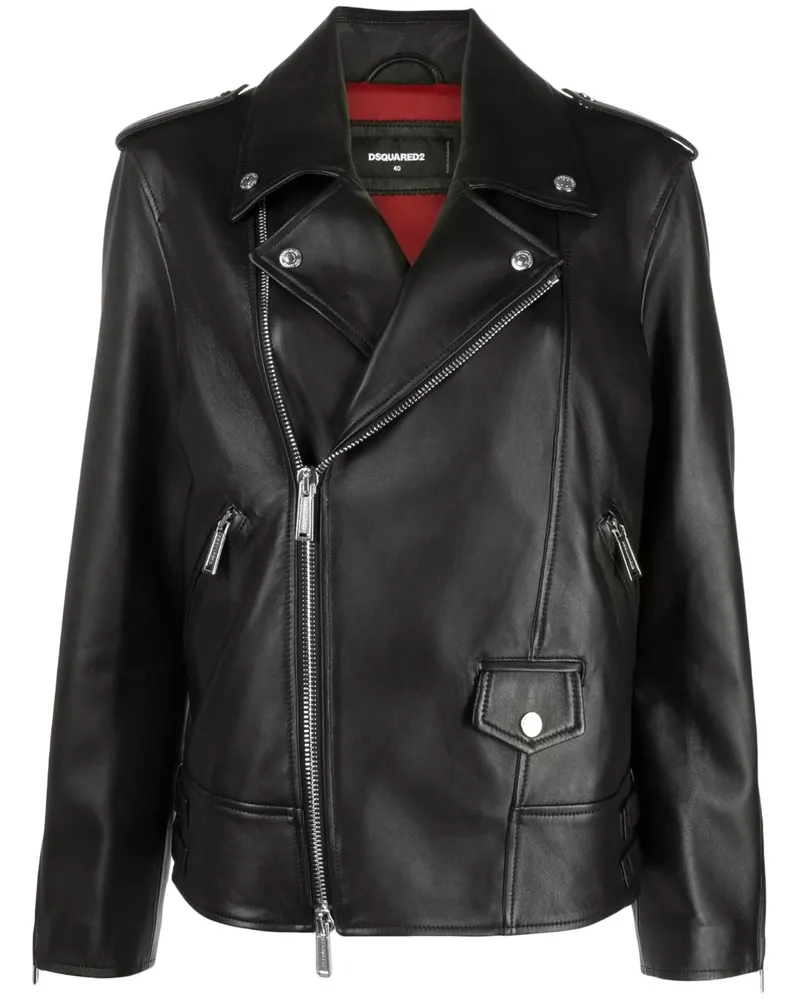 Dsquared2 Klassische Bikerjacke - Schwarz Schwarz