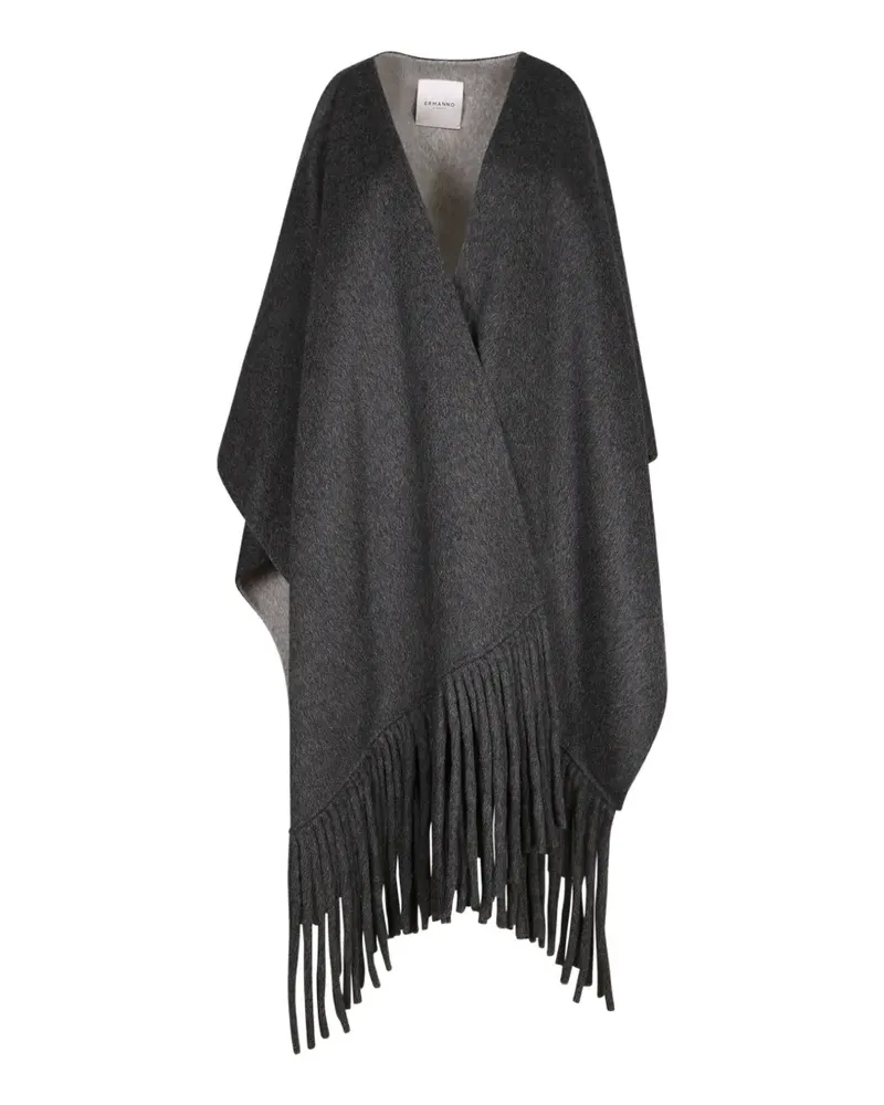 Ermanno Scervino Cape mit Fransensaum - Grau Grau