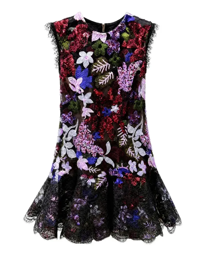 BRONX AND BANCO Blumenspitzen-Midikleid mit Pailletten - Schwarz Schwarz