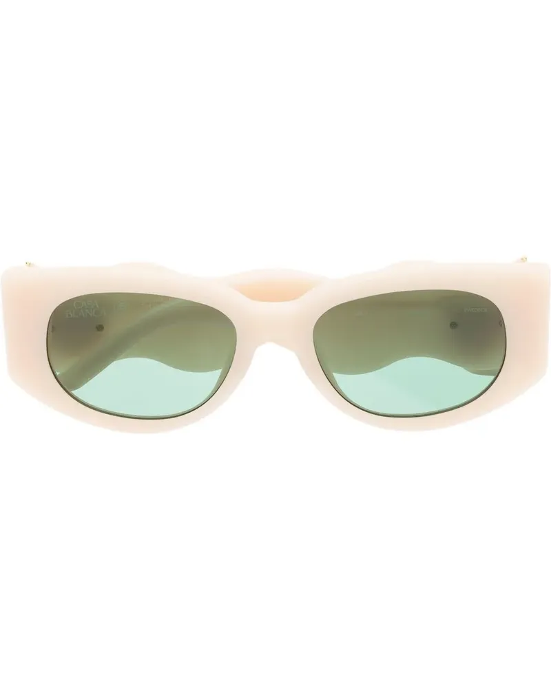 Casablanca Paris Ovale Sonnenbrille mit Logo-Schild - Nude Nude