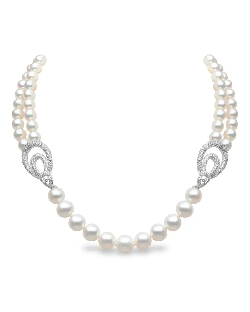YOKO London 18kt Weißgoldhalskette mit Süßwasserperlen und Diamanten - Silber Silber