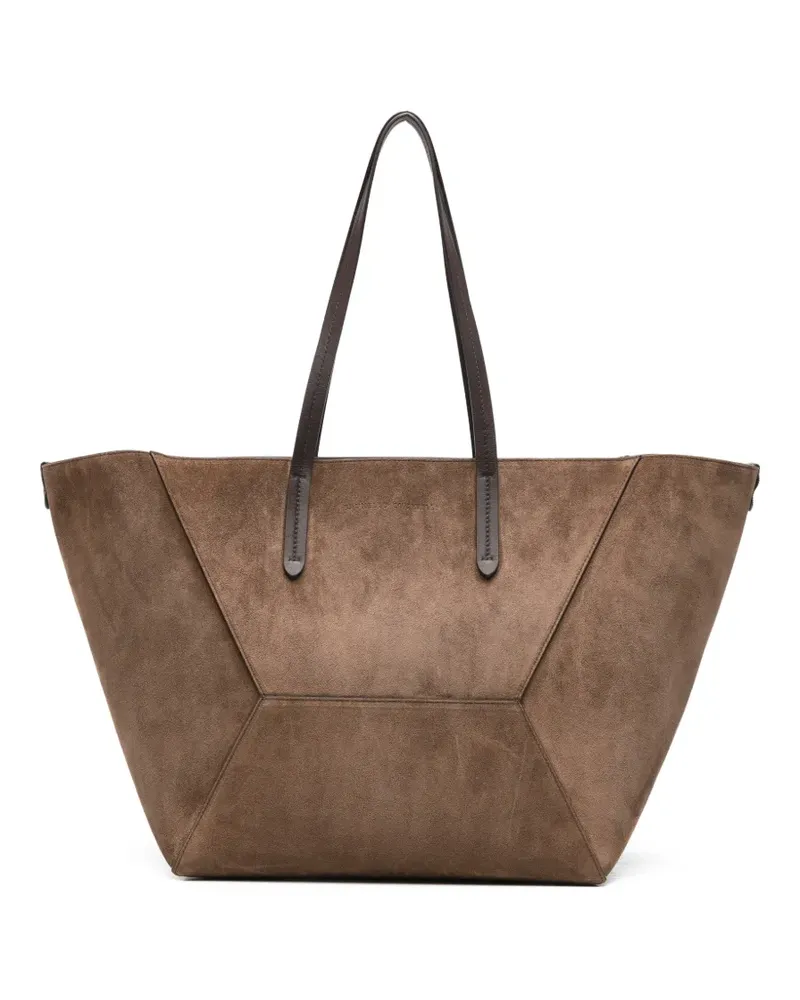 Brunello Cucinelli suede-finish panelled tote bag - Braun Braun