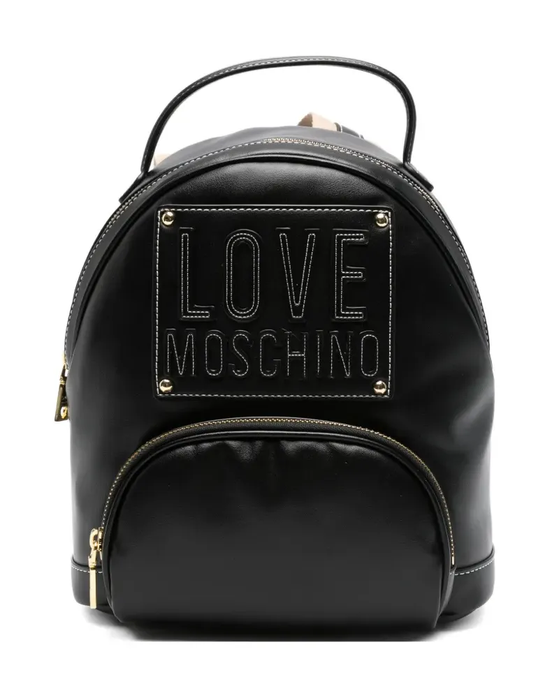 Moschino logo-appliqué backpack - Schwarz Schwarz