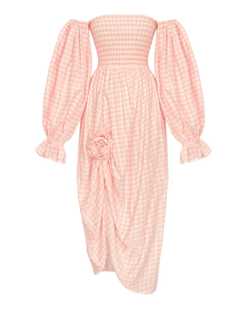 SLEEPER Schulterfreies Atlanta Midikleid - Rosa Rosa