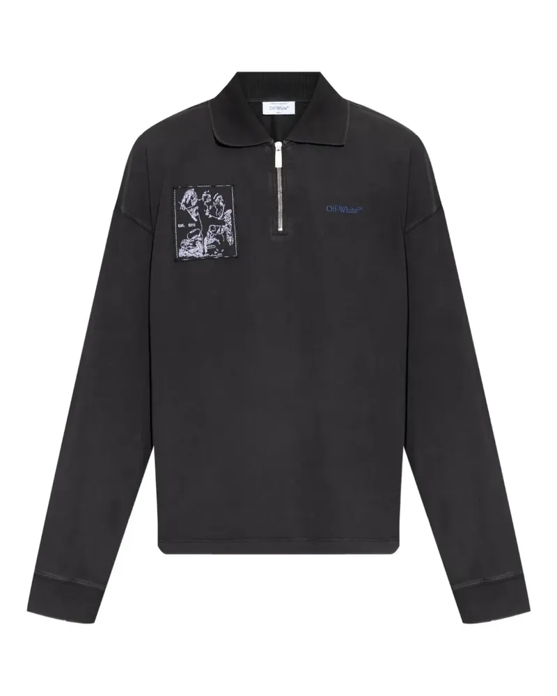 OFF-WHITE Besticktes Poloshirt mit kurzem Reißverschluss - Grau Grau