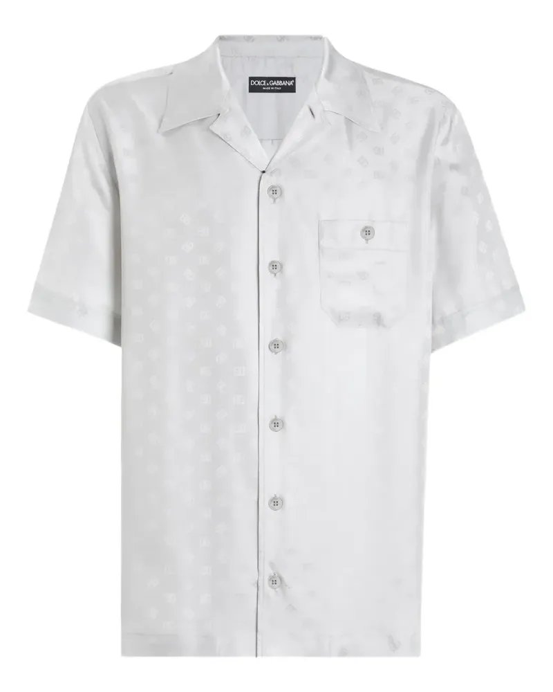 Dolce & Gabbana Seidenhemd mit Monogramm-Logo - Grau Grau
