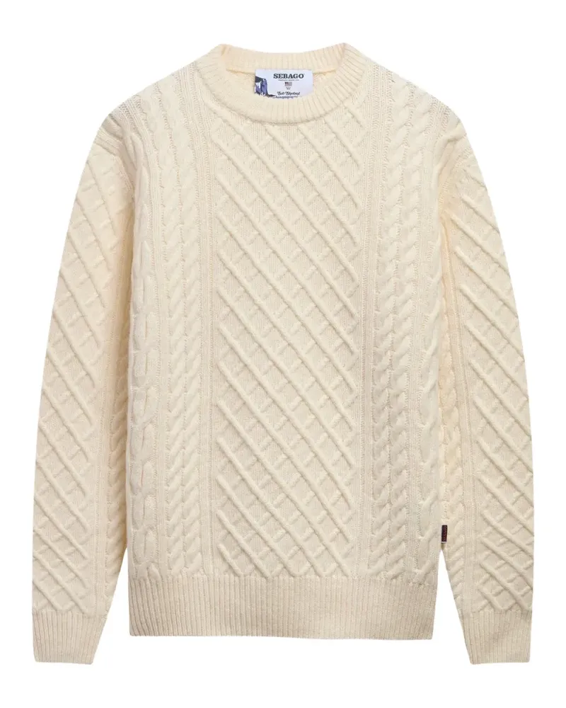 Sebago Flemish Irish Pullover mit Zopfmuster - Weiß Weiß