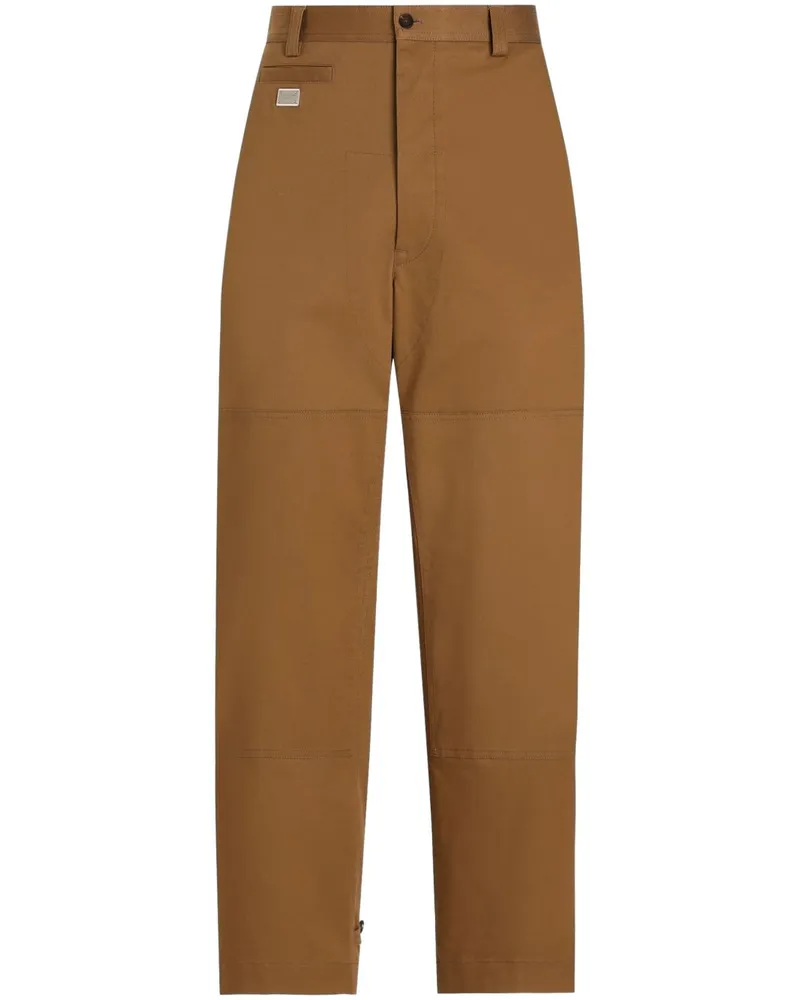 Dolce & Gabbana Hose mit Logo-Schild - Braun Braun