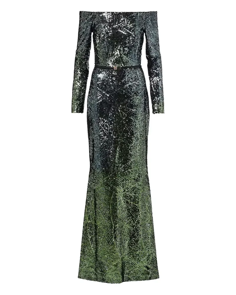 Elie Saab sequin off-shoulder maxi dress - Grün Grün