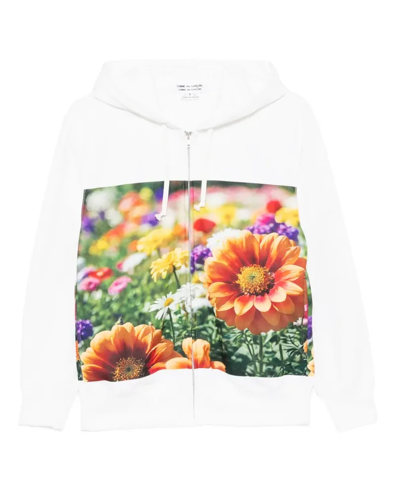 Comme des Garçons Hoodie mit Blumen-Print - Weiß Weiß