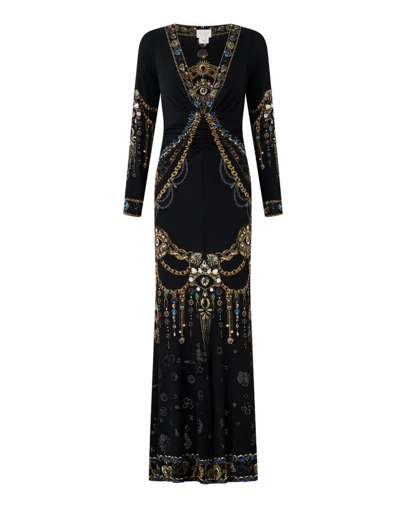 Camilla Gerafftes Amulets and Alchemy Maxikleid - Schwarz Schwarz