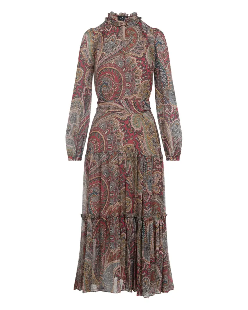 Etro Gerüschtes Maxikleid mit Paisleymuster - Rot Rot
