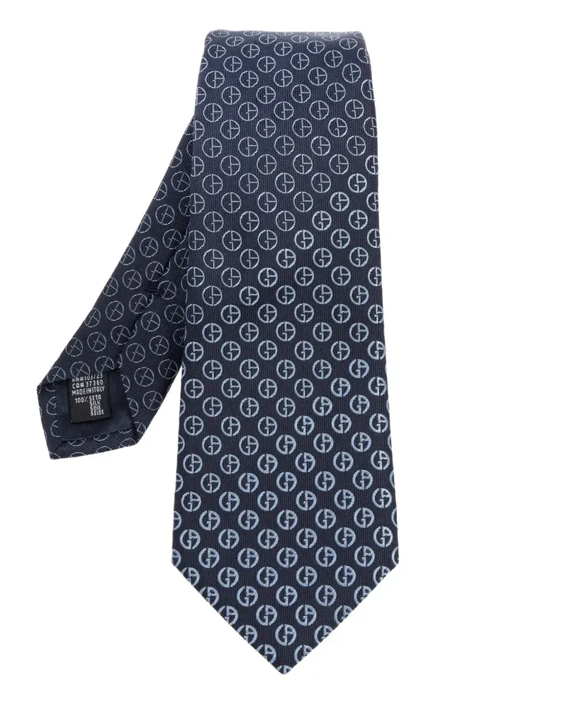 Giorgio Armani Seidenkrawatte mit Monogrammmuster - Blau Blau