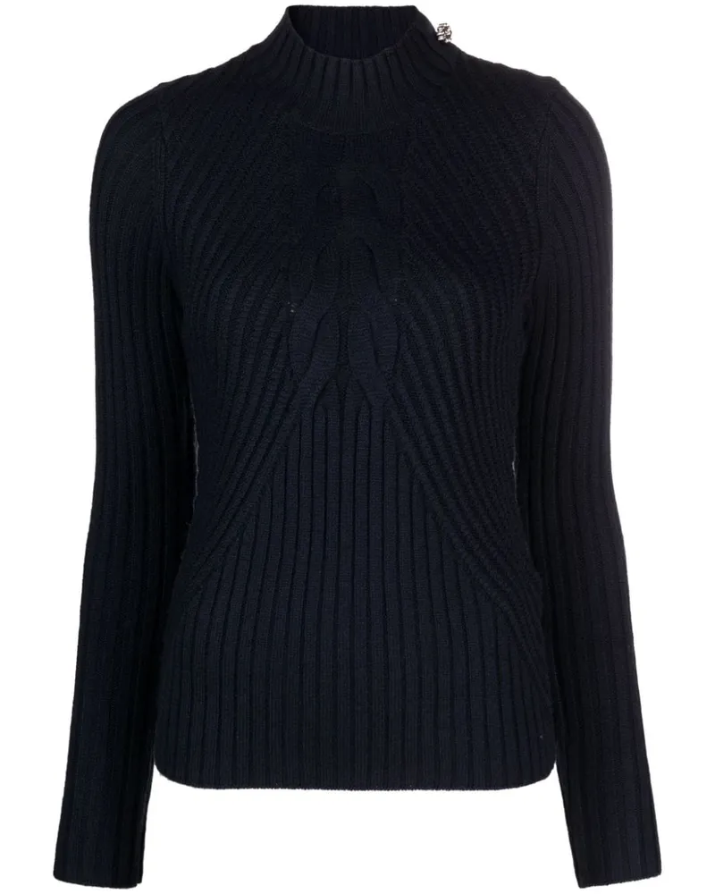 Liu Jo Gerippter Pullover mit Stehkragen - Blau Blau