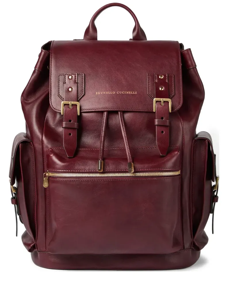 Brunello Cucinelli Rucksack aus Leder mit Schnalle - Rot Rot