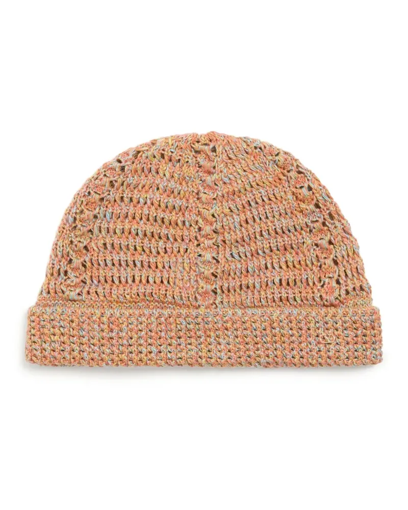 Valentino Garavani Gestrickte Beanie mit VLogo - Orange Orange