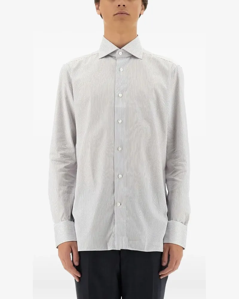 Ermenegildo Zegna Gestreiftes Hemd - Weiß Weiß