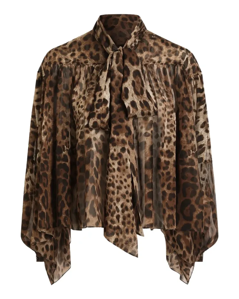 Dolce & Gabbana leo-print silk chiffon shirt - Braun Braun