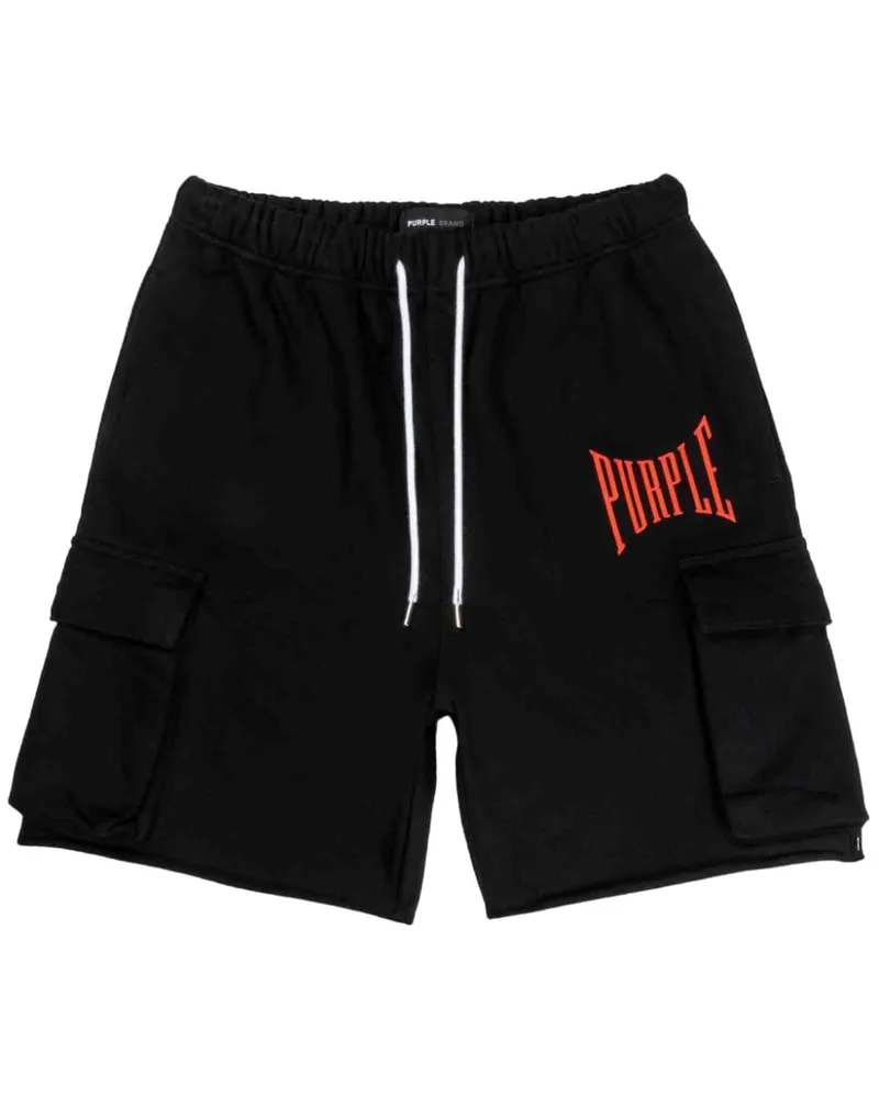 PURPLE BRAND Cargo-Shorts mit Logo-Print Schwarz