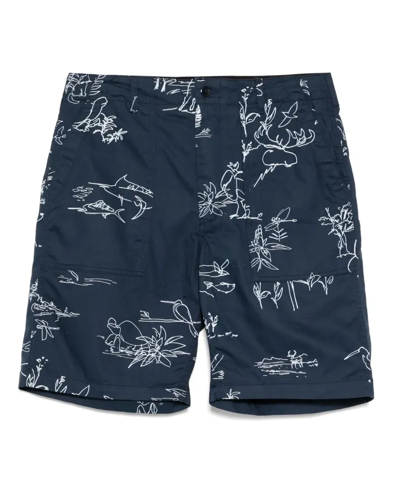 Engineered Garments Shorts mit grafischem Print - Blau Blau