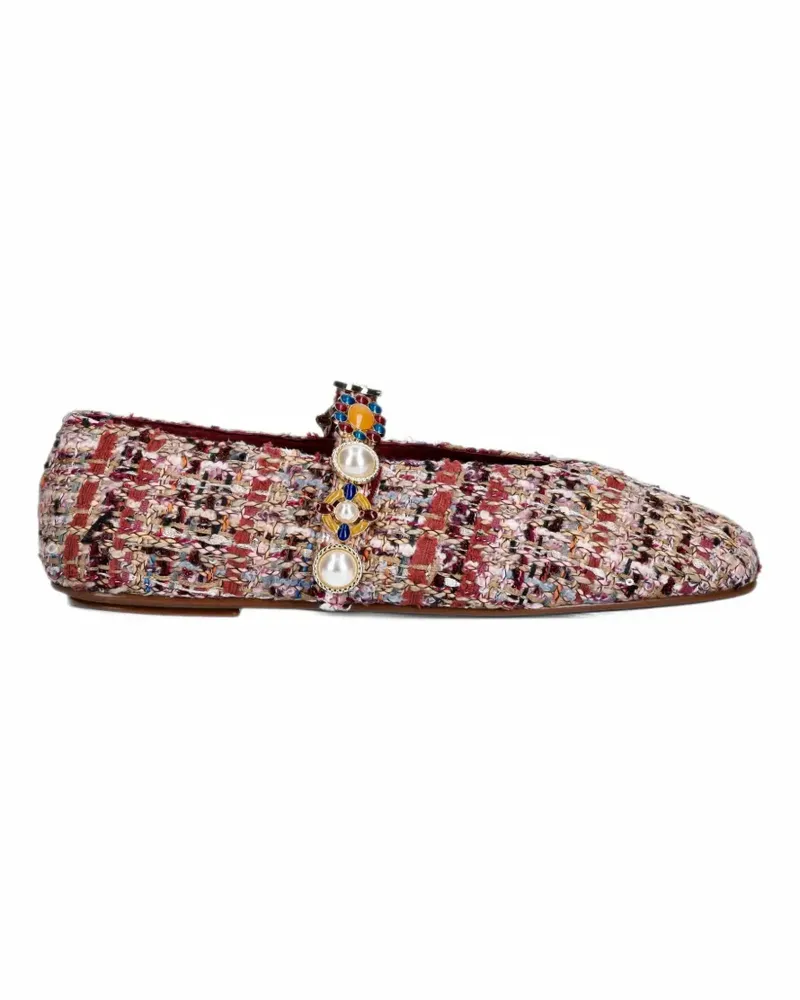 Jeffrey Campbell Amarissa-2 embellished tweed ballet flats - Rot Rot