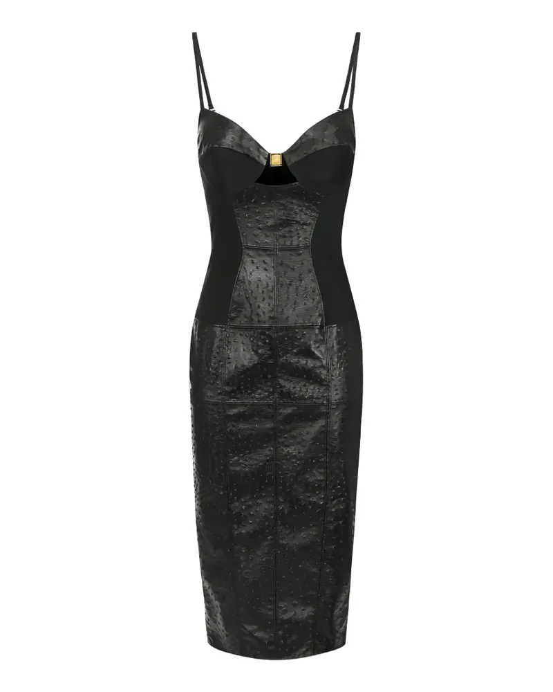 Elisabetta Franchi ostrich-effect cut-out midi dress - Schwarz Schwarz