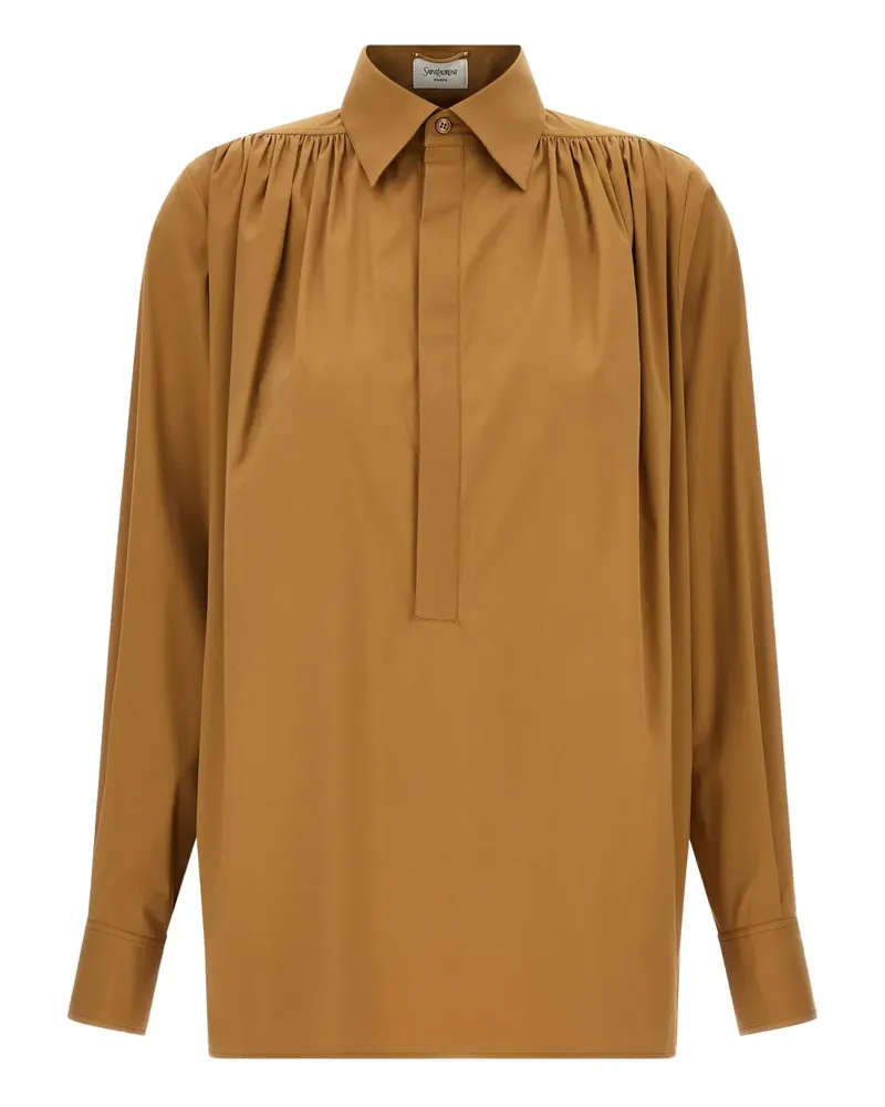 Saint Laurent Bluse mit Raffungen - Braun Braun