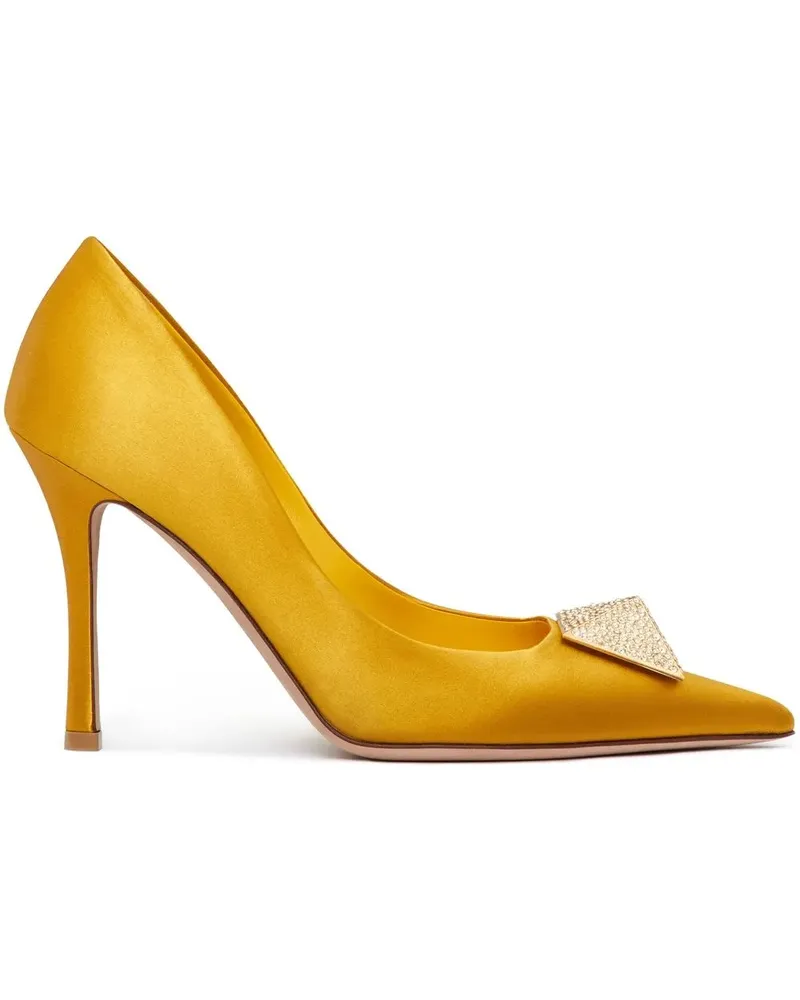 Valentino Garavani One Stud Pumps aus Satin 100mm - Gelb Gelb