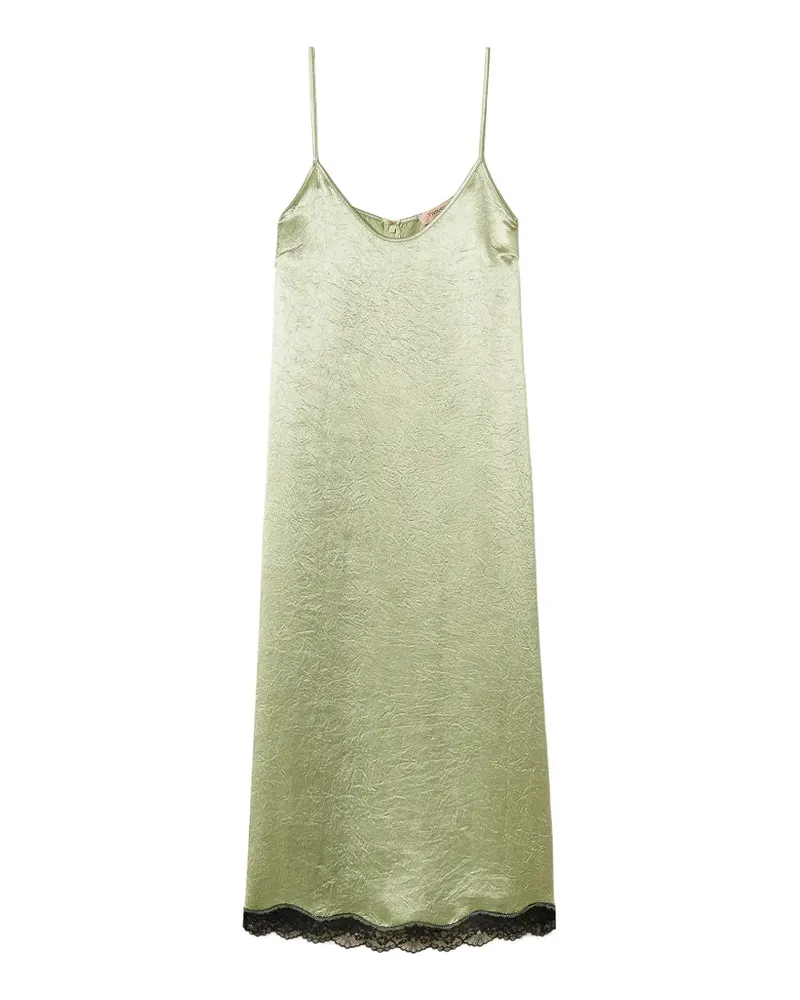 Twin-Set Midikleid aus Satin und Spitze - Grün Grün