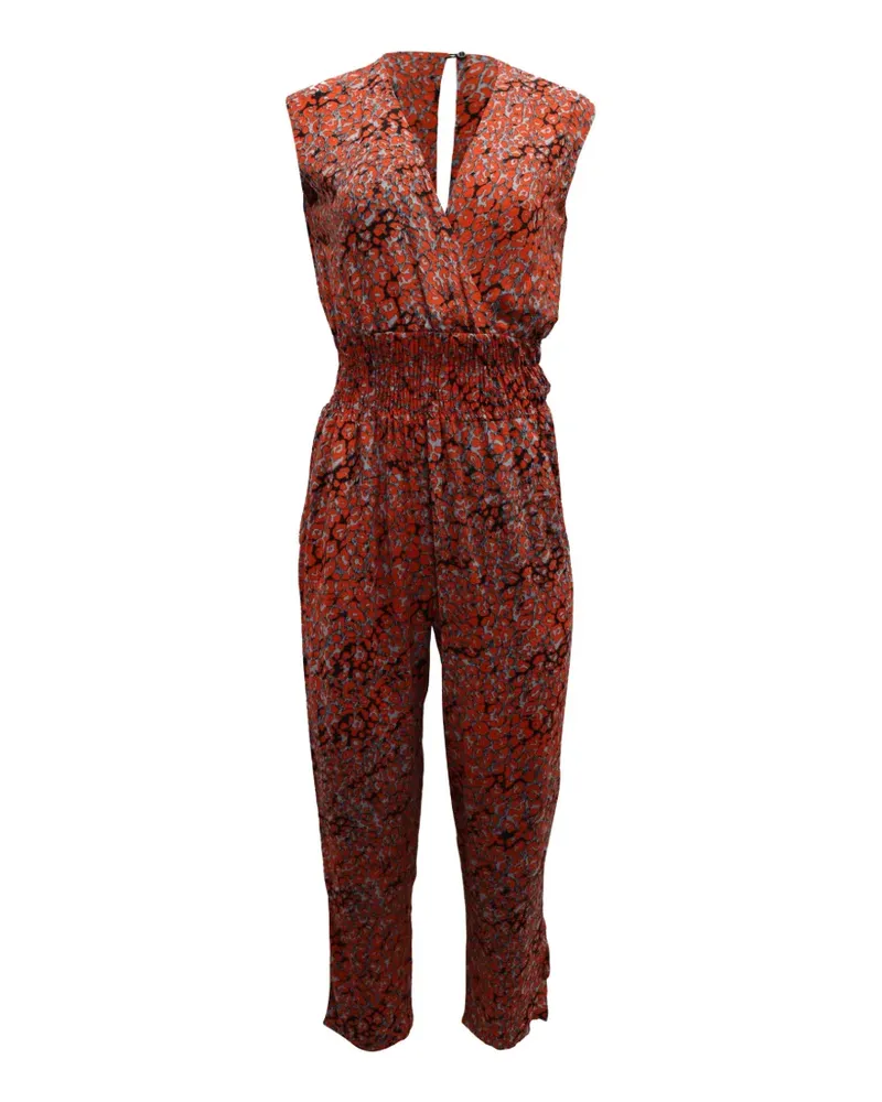 Maje V-neck leopard-pattern jumpsuit - Rot Rot