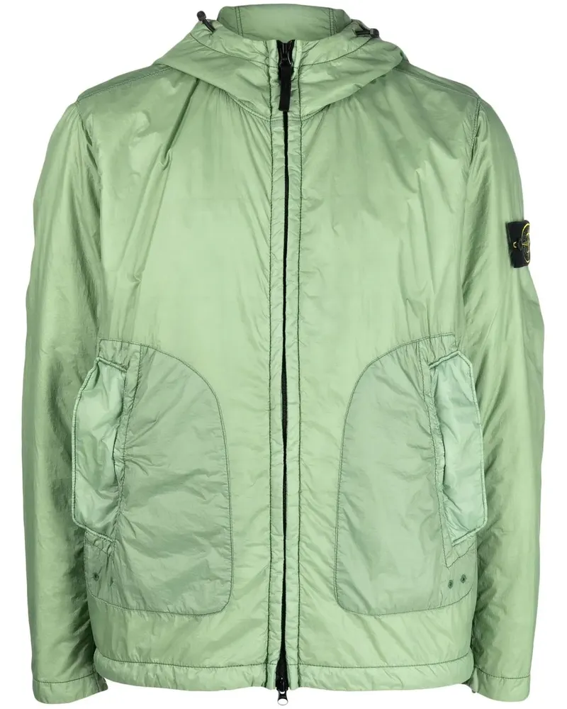 Stone Island Kapuzenjacke mit Logo-Patch - Grün Grün