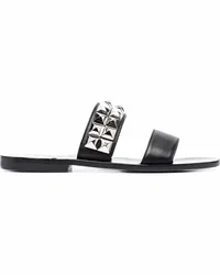 Philipp Plein Flache Sandalen mit Nieten Schwarz