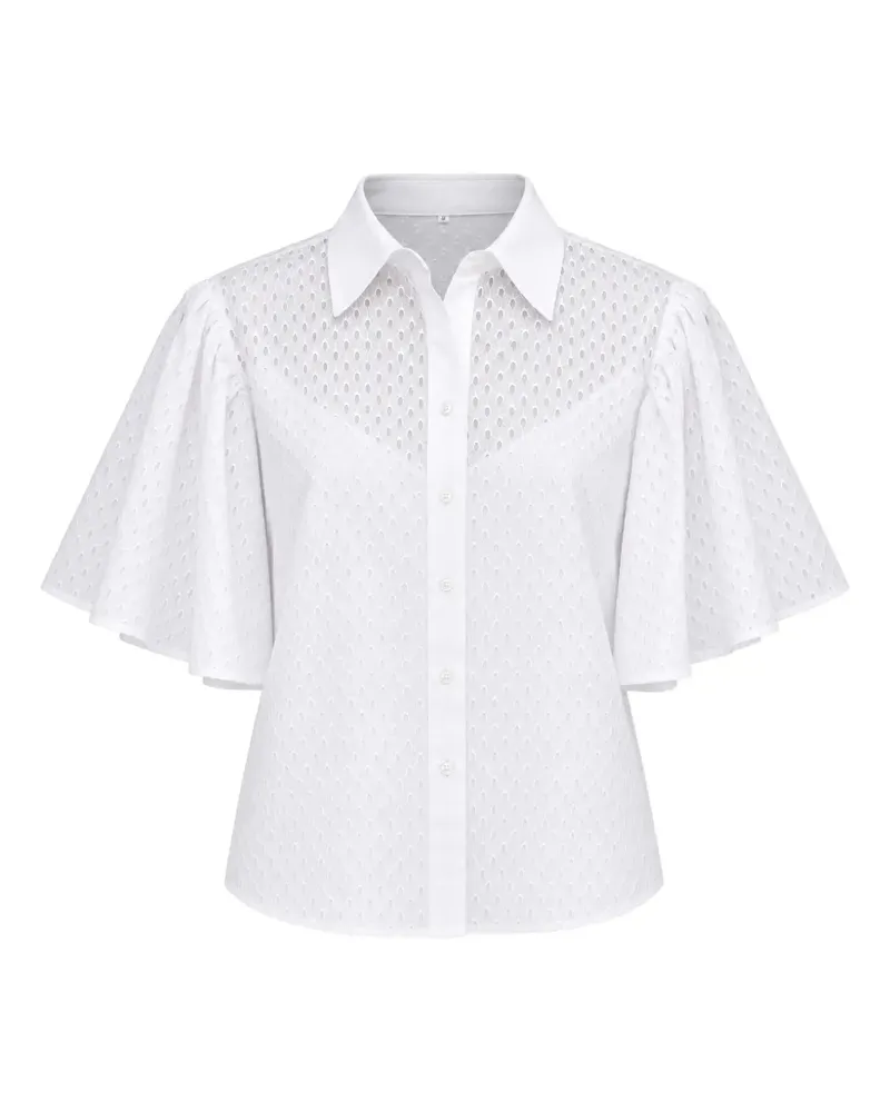 Karl Lagerfeld broderie-anglaise flared-sleeve shirt - Weiß Weiß