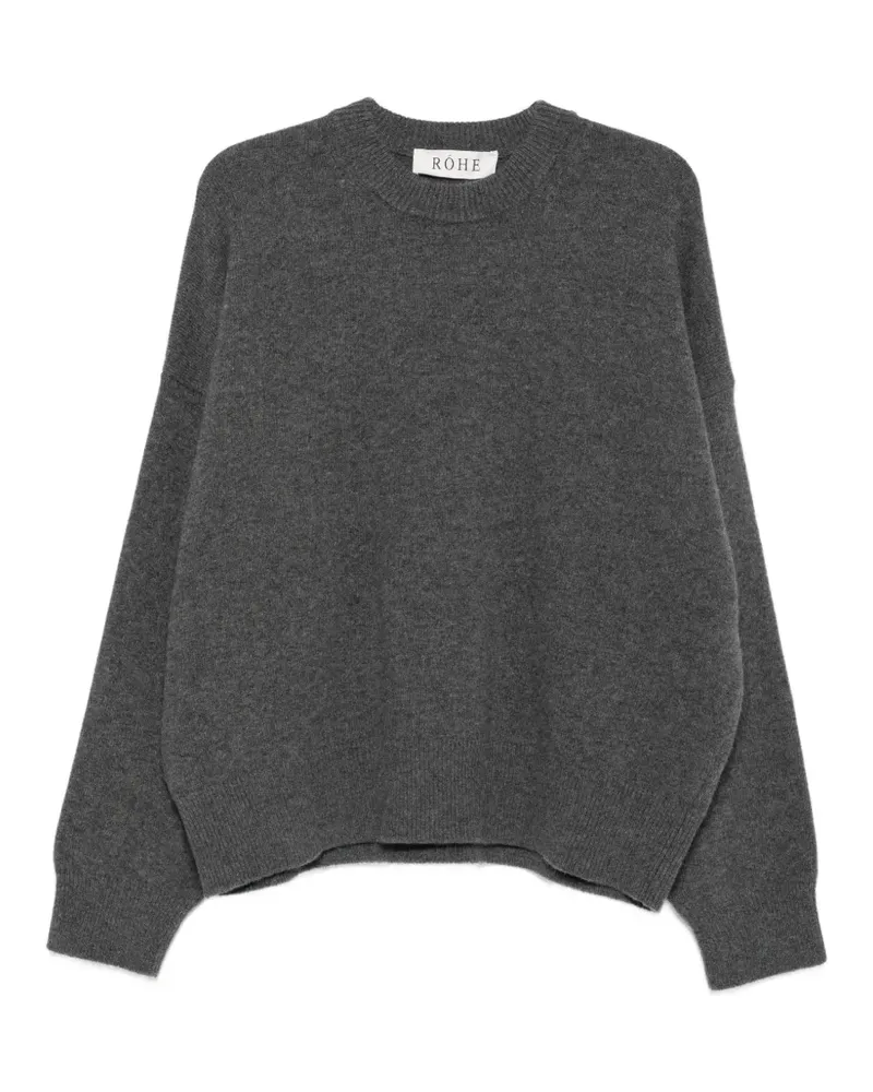 Róhe Rundhals-Pullover mit überschnittenen Schultern - Grau Grau
