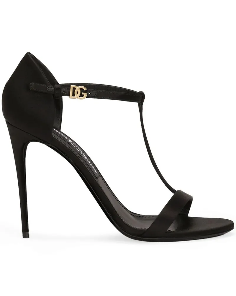 Dolce & Gabbana Satin-Sandalen mit T-Riemen 105mm - Schwarz Schwarz