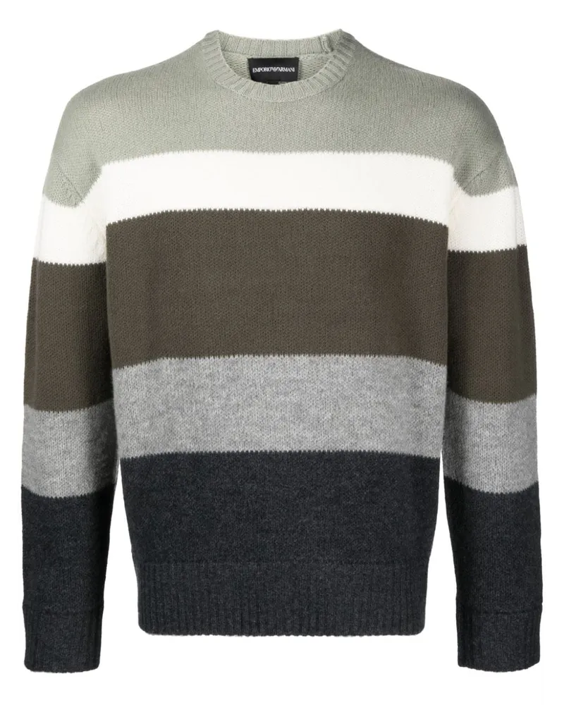 Emporio Armani Gestreifter Pullover - Grün Grün