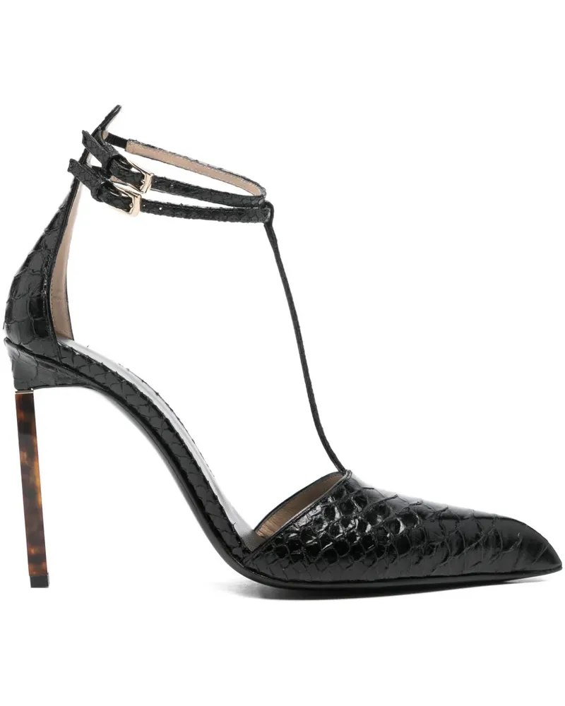 Tom Ford Printed Python T Strap Pumps - Schwarz Schwarz