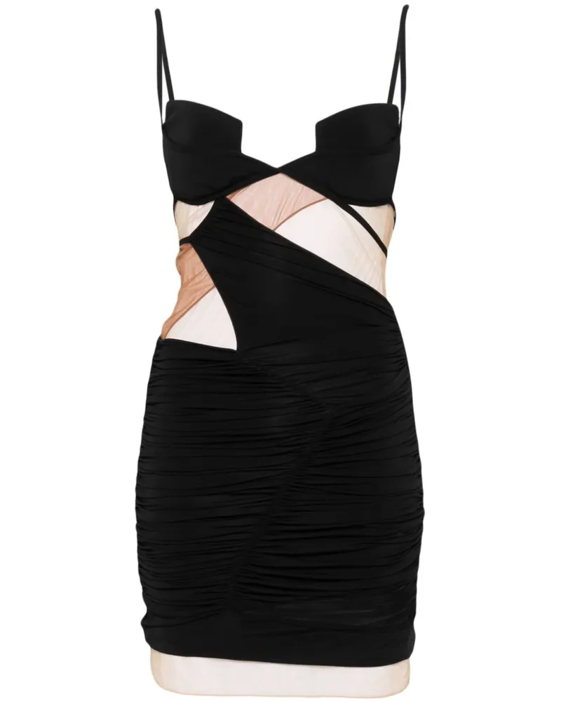 Nensi Dojaka Minikleid mit semi-transparenten Einsätzen - Schwarz Schwarz
