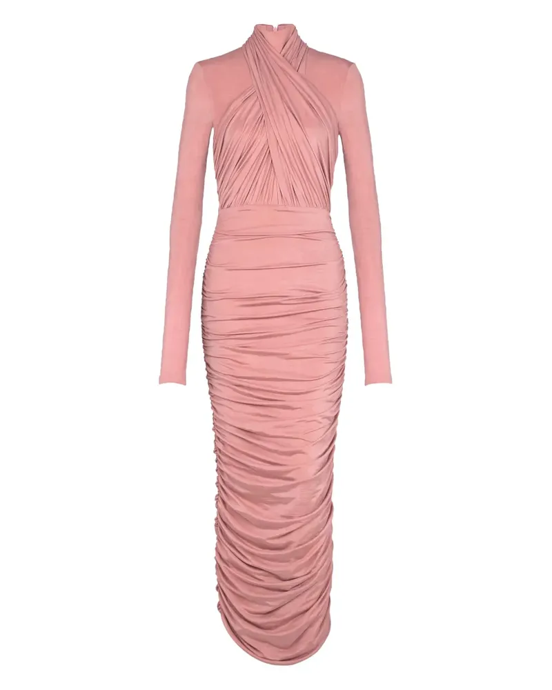 Balmain Plissiertes Midikleid mit überkreuztem Ausschnitt - Rosa Rosa