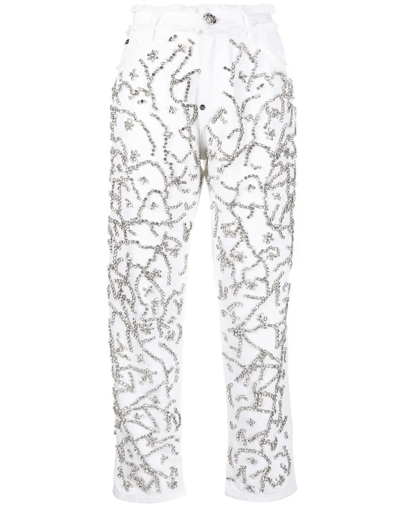 Philipp Plein Kristallverzierte Jeans - Weiß Weiß